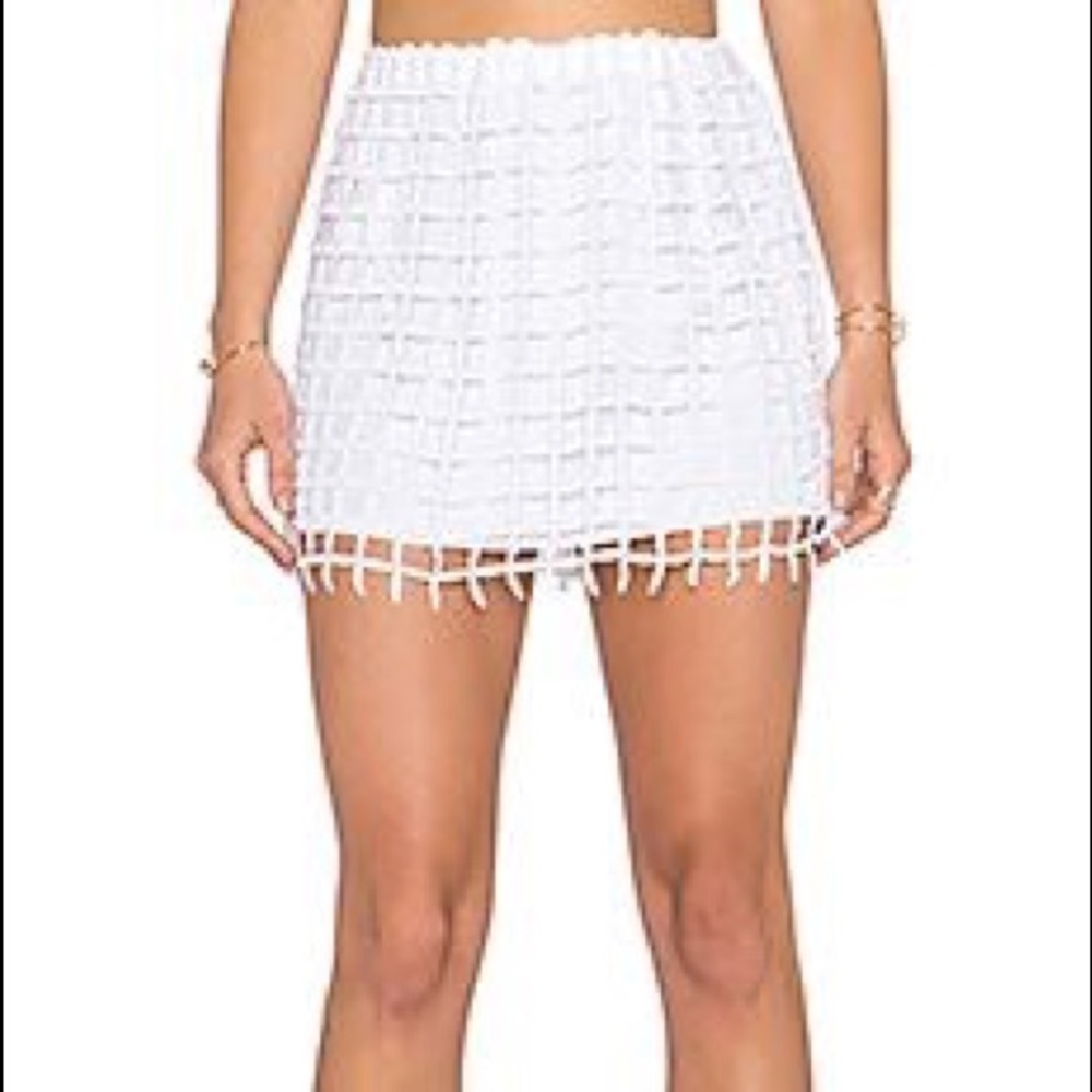 Merritt Charles grid white skirt